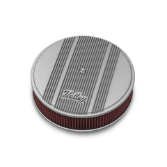 14 Round Finned Air Cleaner Natural Finish Air Cleaner Assembly, 14 Round Design W/ 3 Premium Filter Element, Die-Cast Aluminum, Fits 4150 & 4160 Carburetors w/5.125 Diameter Neck Holley