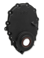 Cast Aluminum Timing Chain Cover Vortec/small Block Chevy Cast Aluminum Timing Chain Cover W/crank Sensor Provision Black Finish Holley