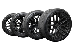Steeda Mustang Trident Satin Black Staggered Wheel & Tire Package
