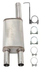 Violator Muffler Kit 09-18 Ram Hemi Split Rear Dual Exit Intermediate Pipe 3 in Hardware And Muffler Incl Tip Not Incl Natural Finish 409 Stainless Steel Pypes Exhaust