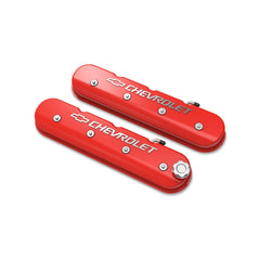 Tall LS Valve Cover with Bowtie/chevrolet Logo Gloss Red Machined Finish Includes Lengthened Hardware, OE Style Baffle System, and Billet Fill Cap Holley
