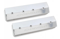 GM Licensed Valve Cover Track Series SBC Fabricated Aluminum Center Bolt Silver 1987-1997 Chevrolet Small Block 305-350 Cubic Inch Tall (3.75) No Hole Holley
