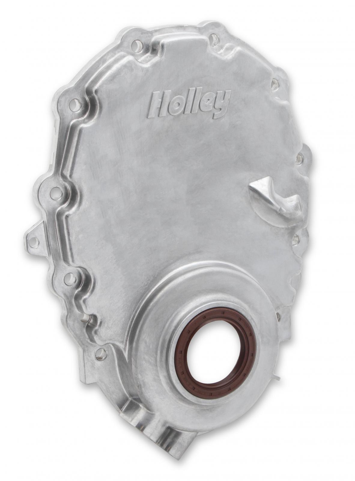 Cast Aluminum Timing Chain Cover Vortec/small Block Chevy Cast Aluminum Timing Chain Cover W/crank Sensor Provision Natural Finish Holley