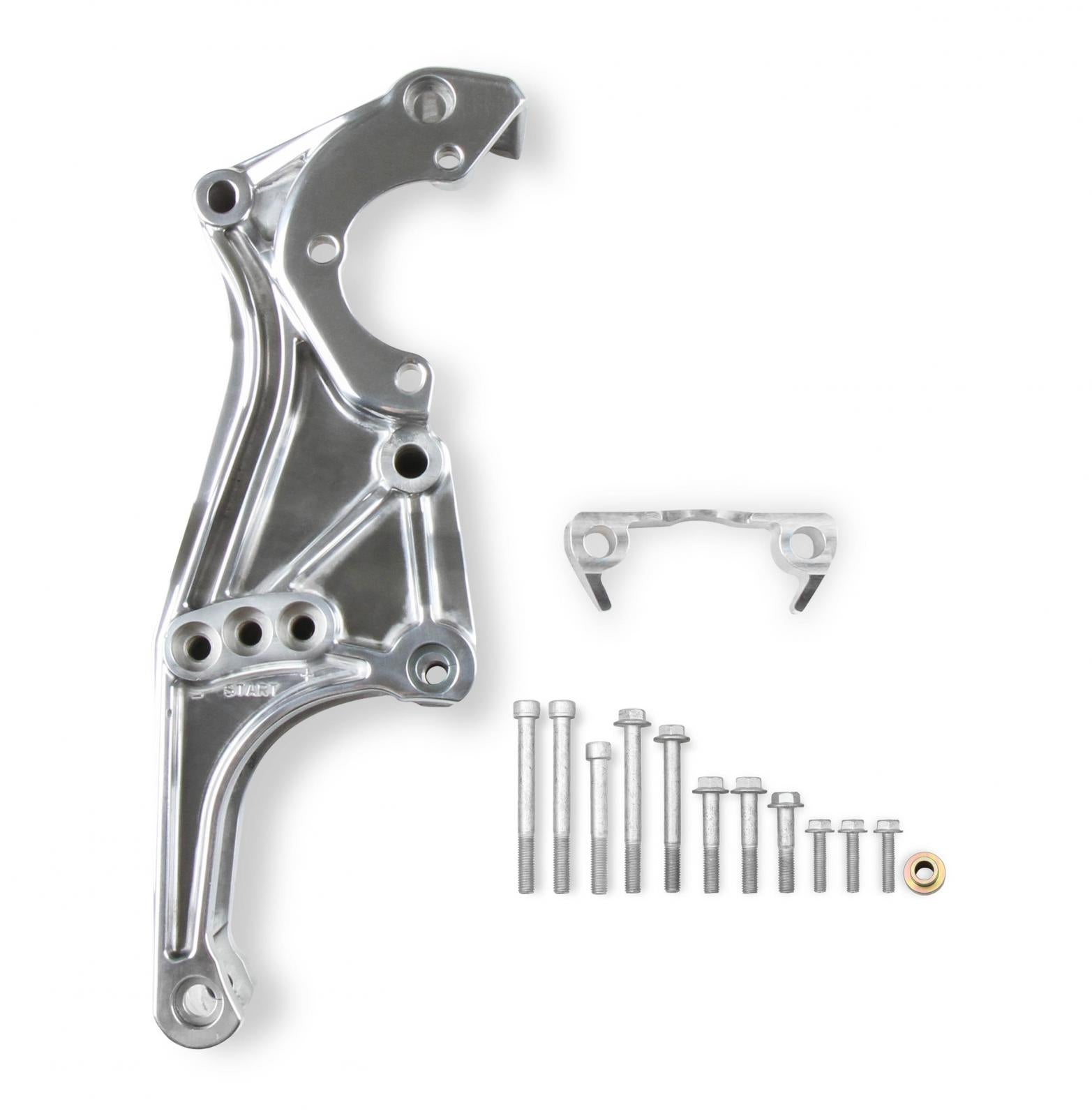 Low-Mount LS Accessory Drive Bracket Driver's Side P/S & Alt Bracket Polished for Applications Without A/C or Using Factory A/C Bracket Holley