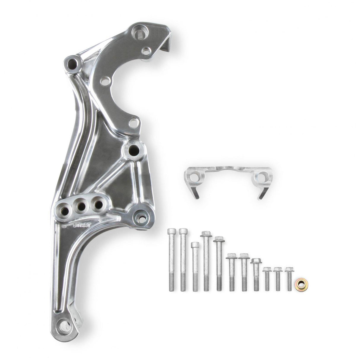 Low-Mount LS Accessory Drive Bracket Driver's Side P/S & Alt Bracket Polished for Applications Without A/C or Using Factory A/C Bracket Holley
