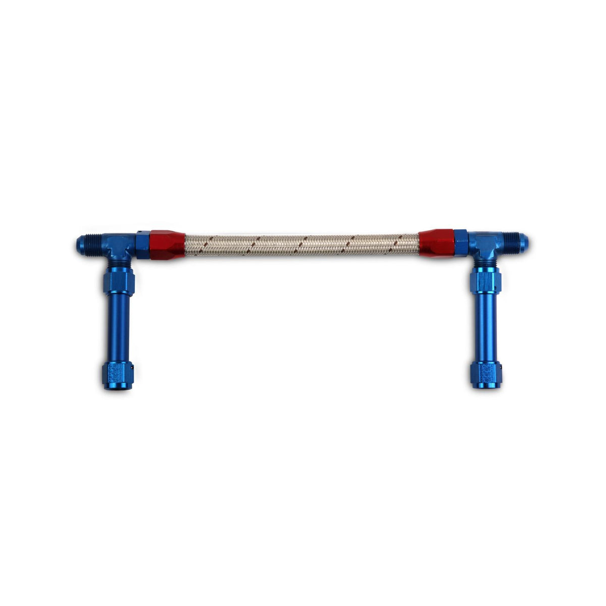 Fuel Line Dual Fuel Lines for Gen 3 Dominator Carburetors w -8 O-Ring HP Bowls Fuel Line with Dual 8AN Inlet, Red & Blue Fittings with Stainless Hose Holley