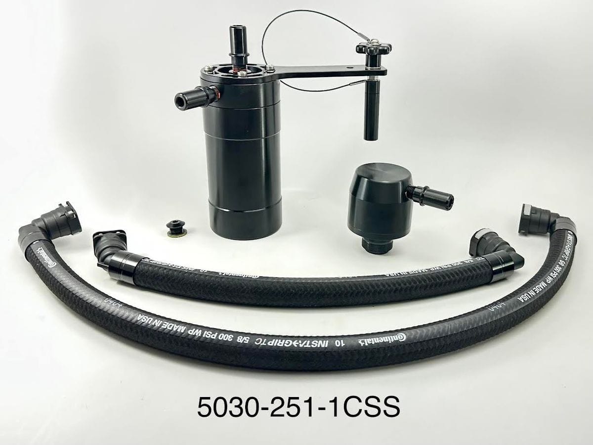 Plug N Play™ Single Valve Oil Catch Can with CSS (fits 2020-2022 Ford F250 7.3 Gas) UPR