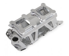 Sheet Metal Fabricated Intake Manifold Small Block Chevy Sbc Dual Quad Single Plane Carbureted Silver With Logo Sniper EFI