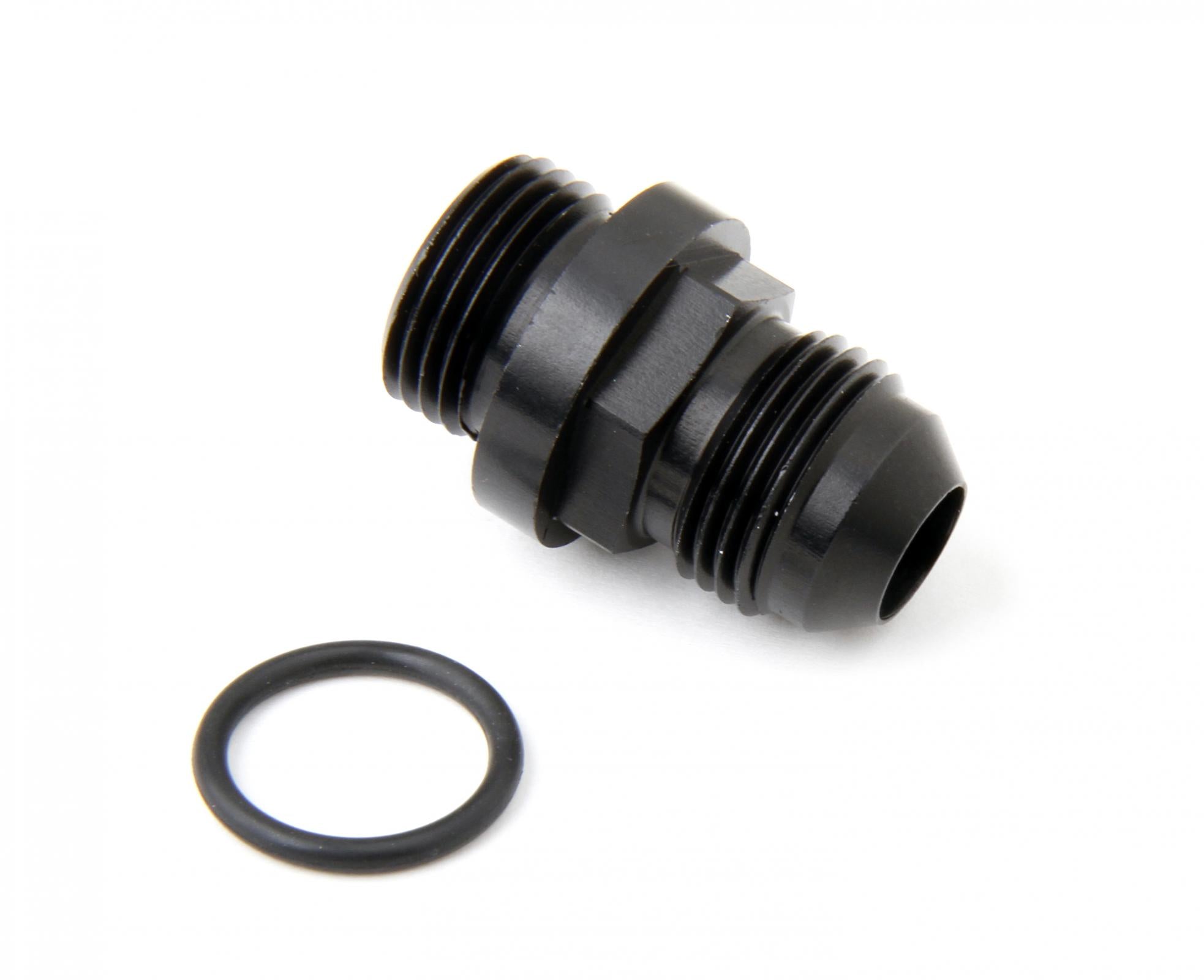 Fuel Inlet Fitting Short -6AN Male Fuel Inlet Fitting (Black ) with -8AN O-Ring Threads for 4150 Ultra XP Fuel Bowls Holley