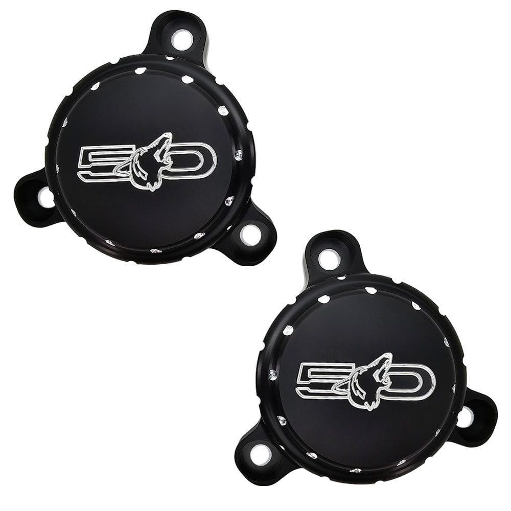 Howling Coyote Billet Strut Cap Covers Engraved Black Machined (fits 15-26 Mustang GT 5.0) UPR