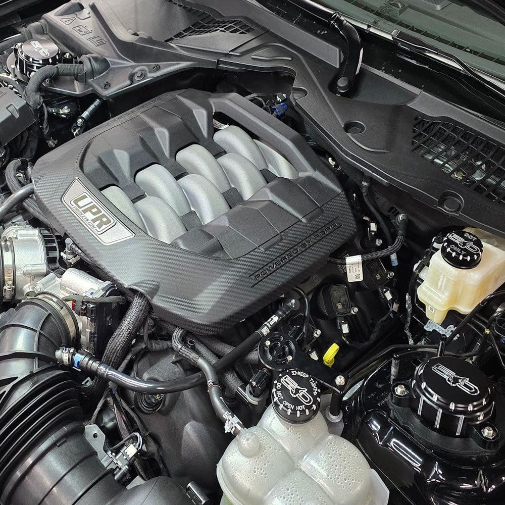 Howling Coyote Billet Strut Cap Covers Engraved Black Machined (fits 15-26 Mustang GT 5.0) UPR