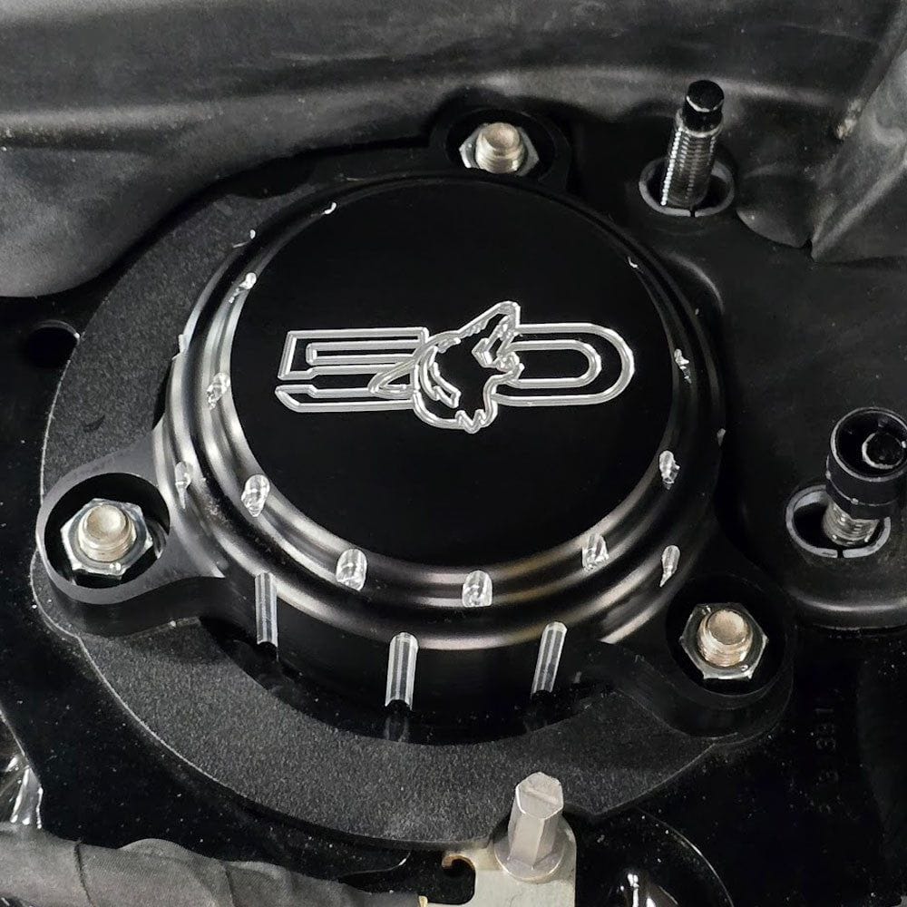 Howling Coyote Billet Strut Cap Covers Engraved Black Machined (fits 15-26 Mustang GT 5.0) UPR