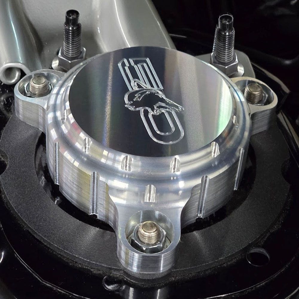 Howling Coyote Billet Strut Cap Covers Machined Engraved (fits 15-24 Mustang GT 5.0) UPR