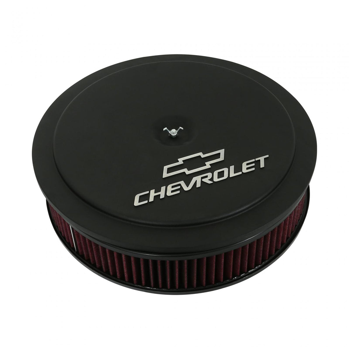 GM Muscle Series Air Cleaner Satin Black Machined 14 X 3 Air Cleaner Kit W/ Premium Filter GM Bowtie and Chevrolet Logo Holley