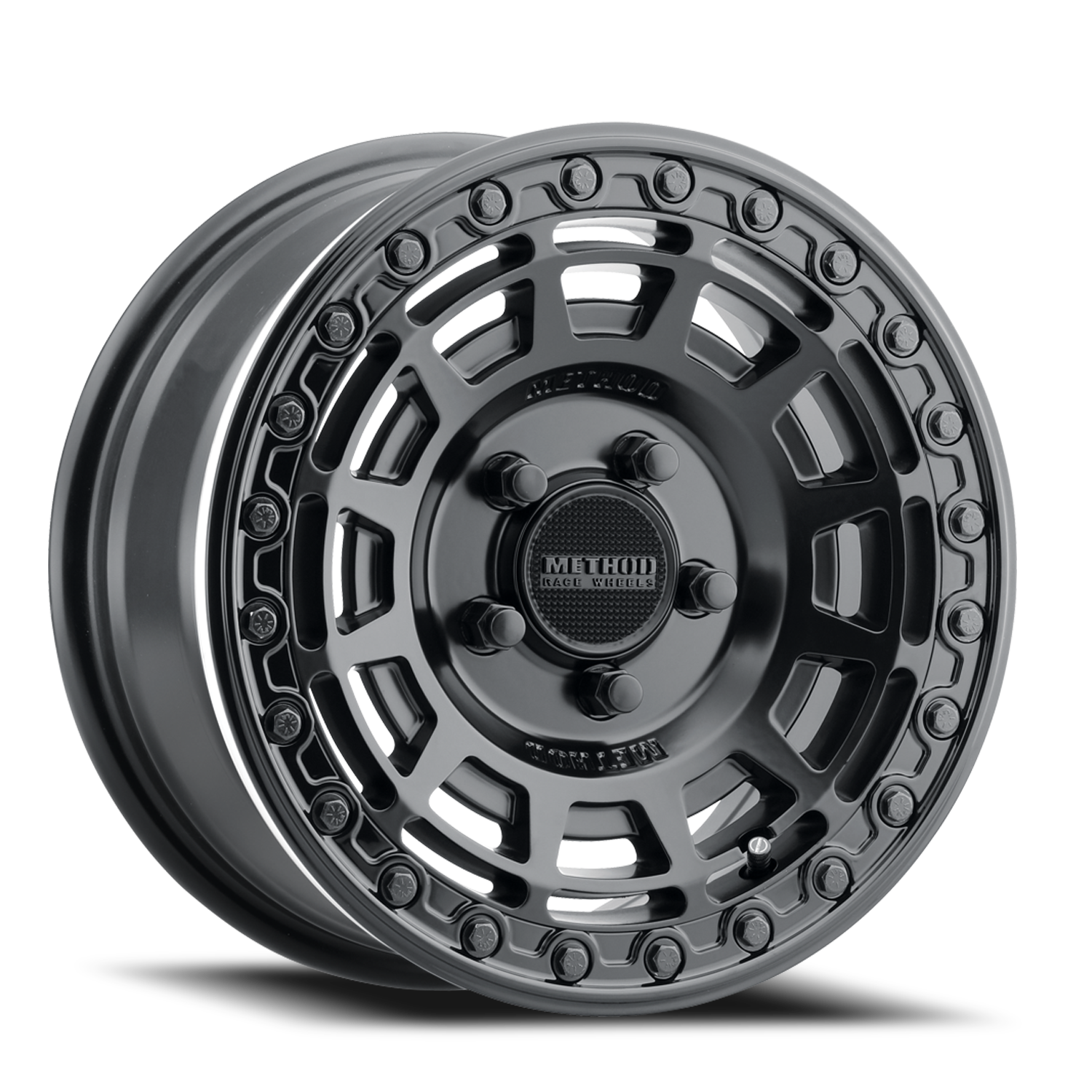 Aluminum Wheels 15x10 MR415 Beadlock UTV Bolt Pattern 5 On 114.3 Offset 25 Lip Size 2.09 Matte Black MB Gloss Black Ring Method