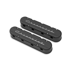 2-Piece Chevrolet Script Valve Cover Gen III/iv LS Satin Black Machined Chevrolet Gen III/iv LS Cast Aluminum Coil-Mounting Base & Integrated Coil Cover Holley
