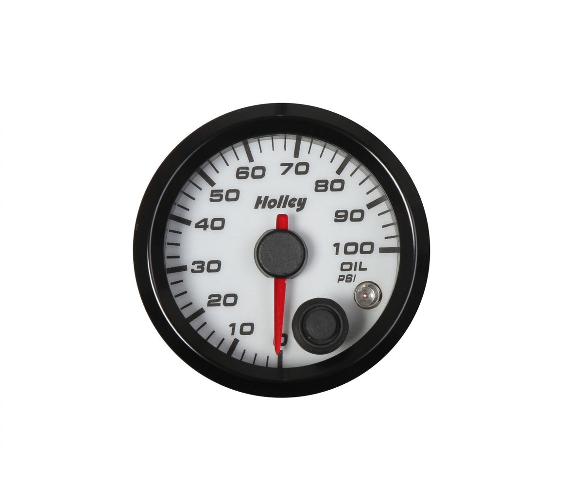 Analog Style Oil Pressure Gauge White 2-1/16 Oil Pressure 10-100 PSI-Logo Holley