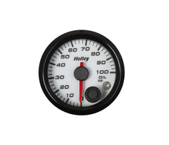 Analog Style Oil Pressure Gauge White 2-1/16 Oil Pressure 10-100 PSI-Logo Holley