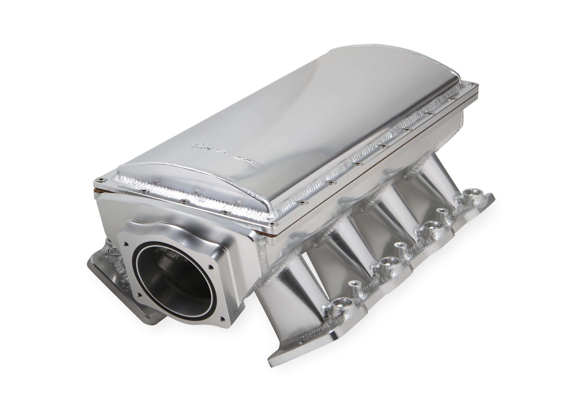 Fabricated Race Series Intake Manifold GM Ls3/L92 90Mm Silver Hi-Ram Sheet Metal Fabricated Intake Manifold Race Series W/ Removable Top, Throttle Body Spacer & Fuel Rail Kit W/ Logo Silver Sniper EFI
