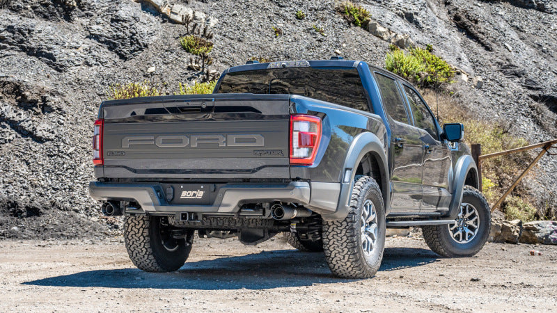 Borla 21-23 Ford Raptor 3in Tail Pipe Kit 4.5in Tip - Carbon Fiber Black Anodized - lifestyle view