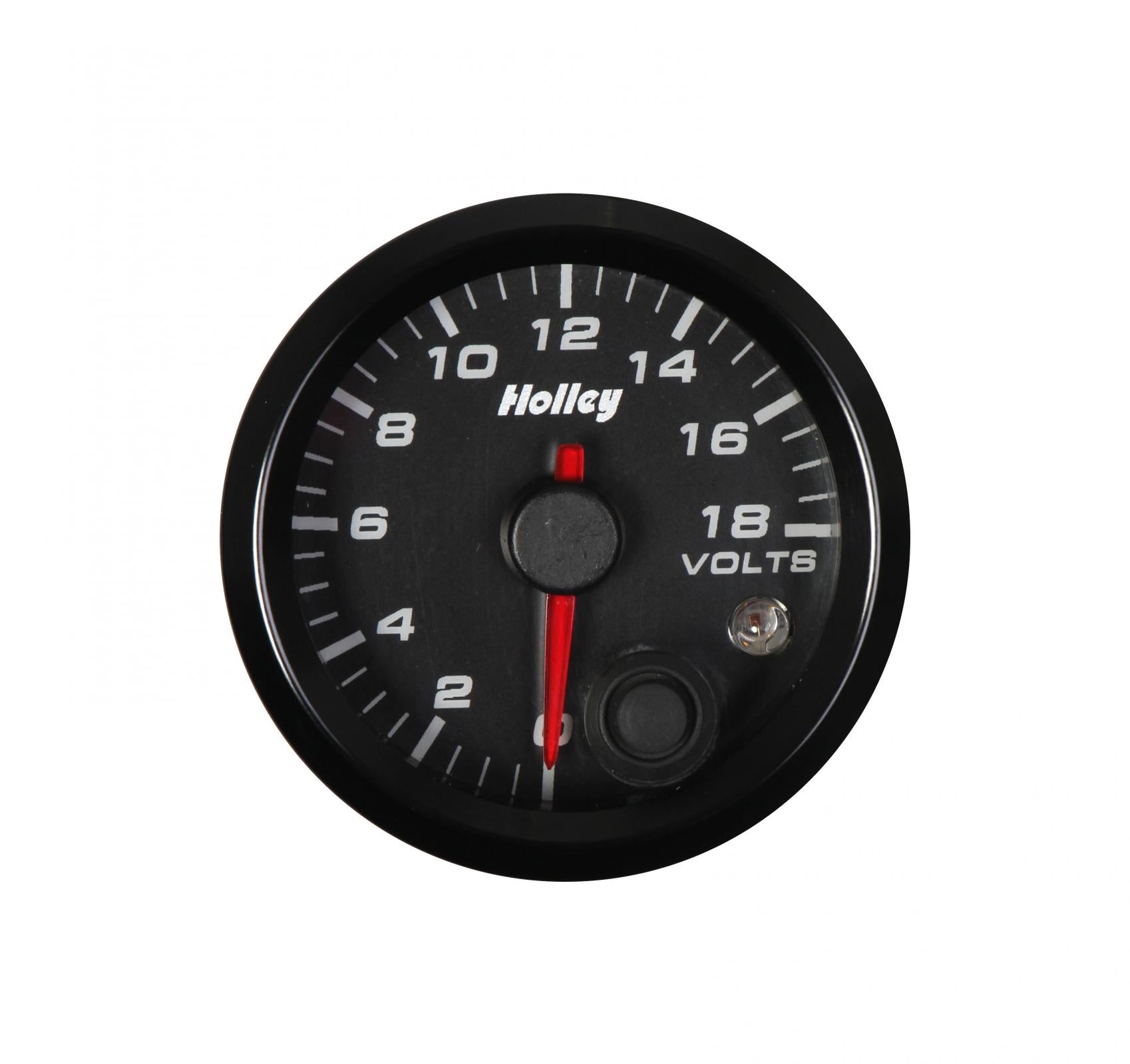 Analog Style Voltage Gauge Black 2-1/16 Voltage 8-18 Volts-Logo Holley