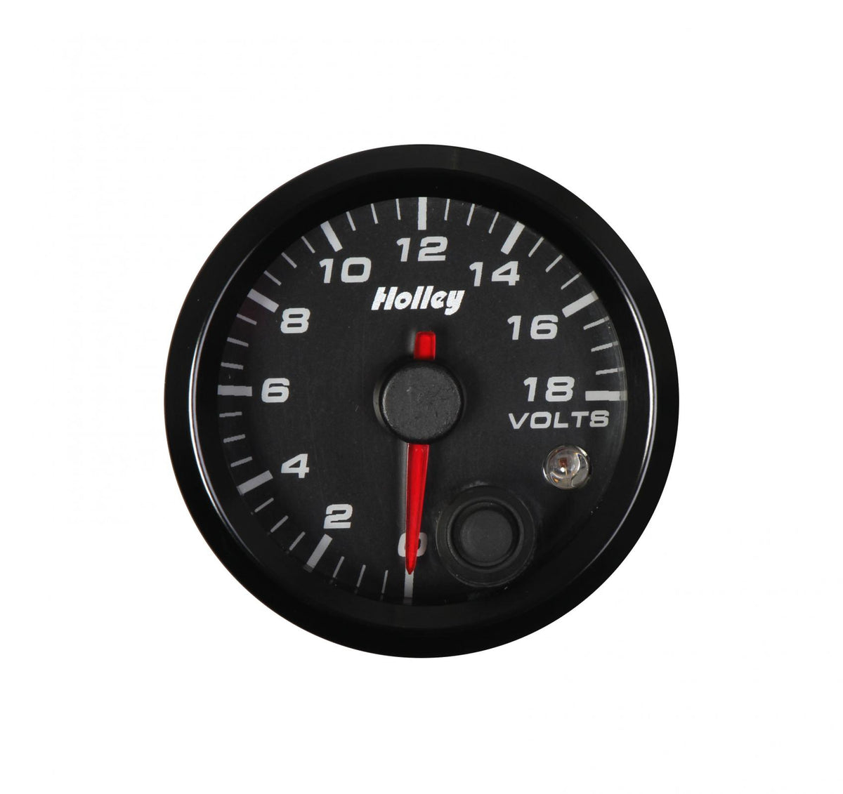 Analog Style Voltage Gauge Black 2-1/16 Voltage 8-18 Volts-Logo Holley