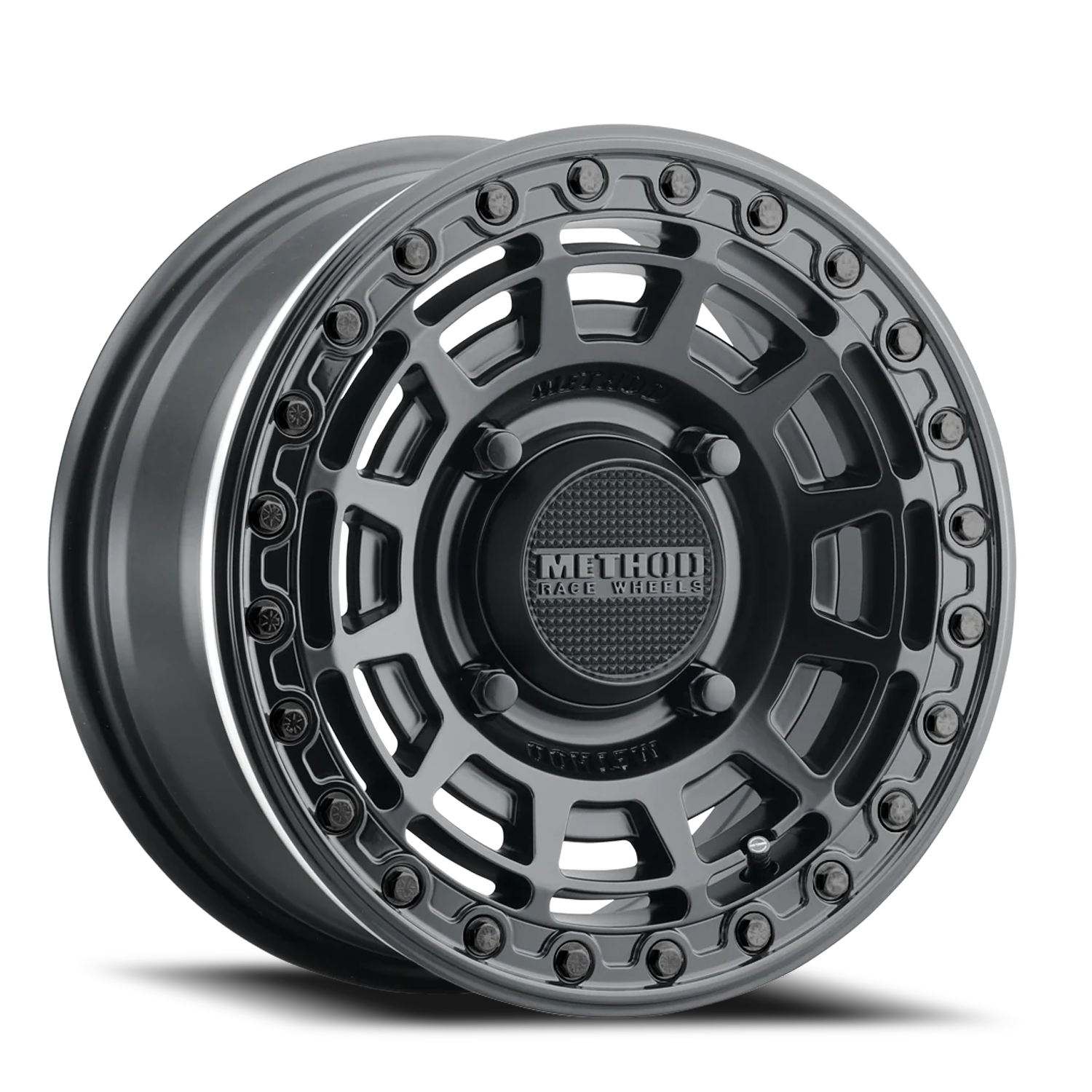Aluminum Wheels 15x7 MR415 Beadlock UTV Bolt Pattern 4 On 136 Offset 38 Lip Size 0 Matte Black MB Gloss Black Ring Method