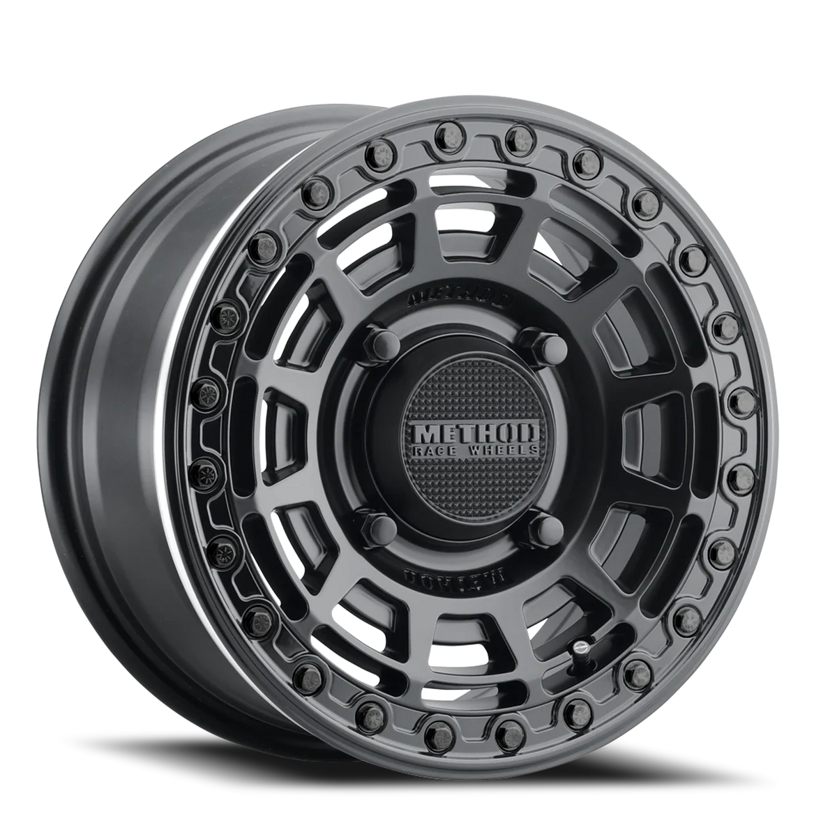 Aluminum Wheels 15x7 MR415 Beadlock UTV Bolt Pattern 4 On 156 Offset 38 Lip Size 0 Matte Black MB Gloss Black Ring Method