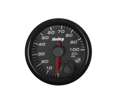 Analog Style Oil Pressure Gauge Black 2-1/16 Oil Pressure 10-100 PSI-Logo Holley