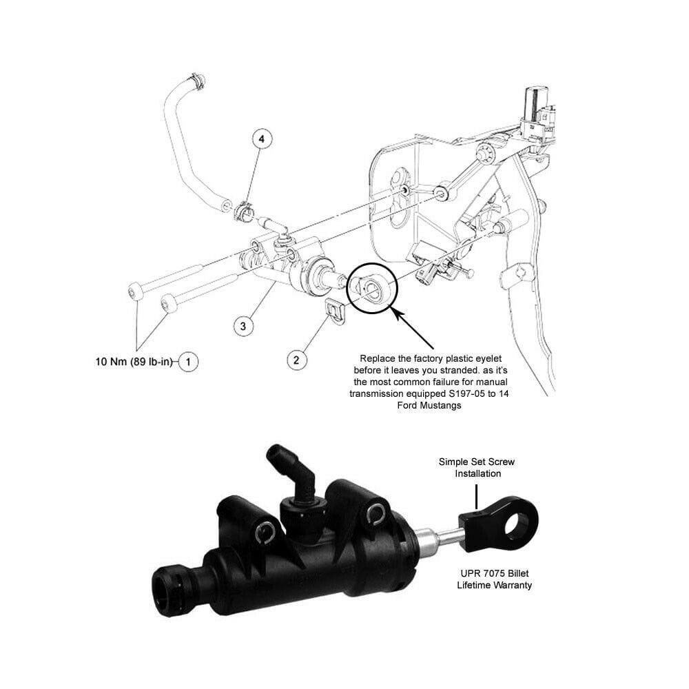 Clutch Master Cylinder Billet Rod Eyelet Repair (fits 05-14 Ford Mustang) UPR