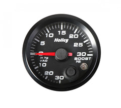 Analog Style Boost/vacuum Gauge Black 2-1/16 Boost/vac -30inhg/30psi-logo Holley