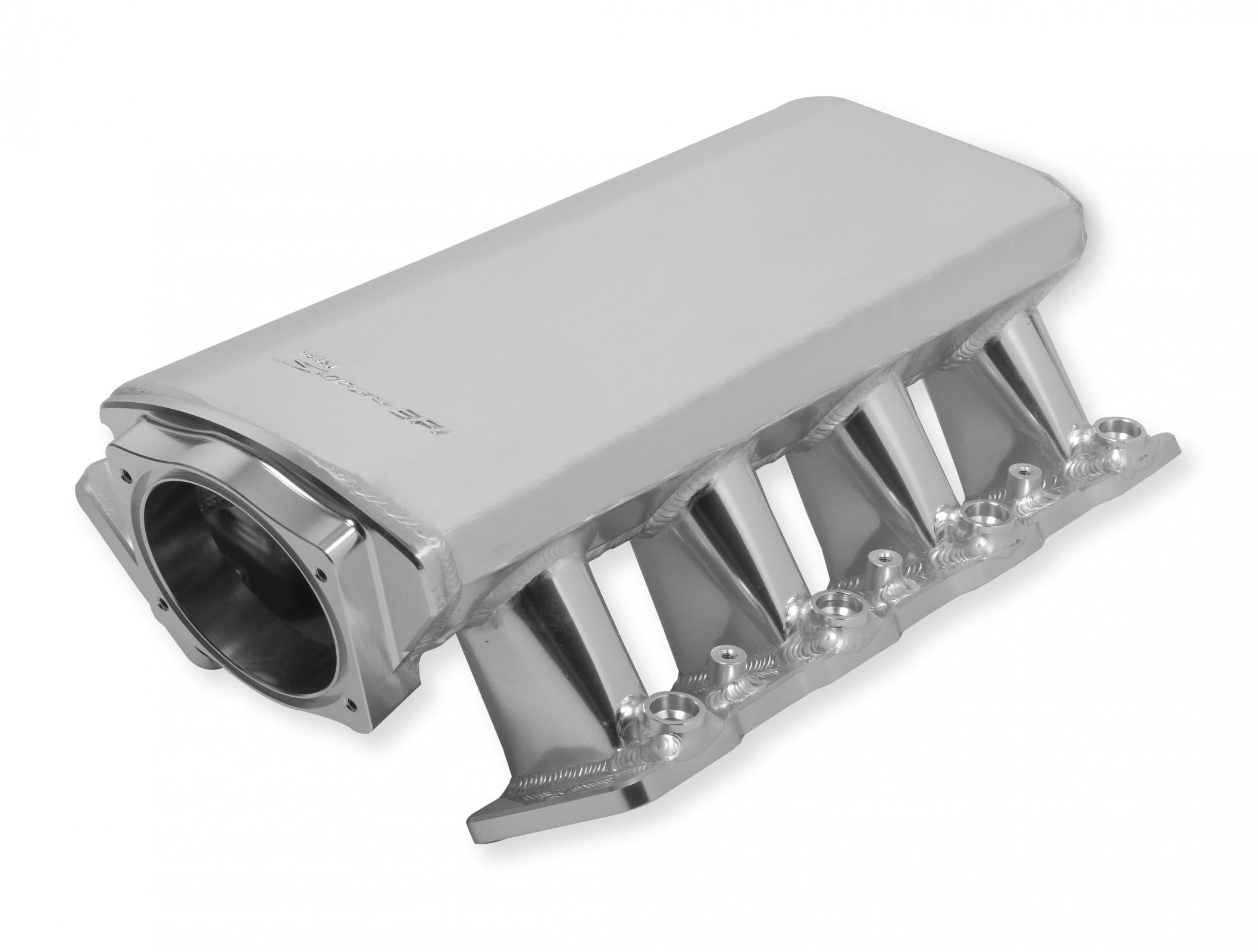 Hi-Ram Low-Profile Sheet Metal Fabricated Intake Manifold GM Ls1/Ls2/Ls6 102Mm Throttle Body Opening + Fuel Rail Kit Silver With Logo Mounting Provision For Map Sensor On Rear Of Intake Plenum Use GM #12592525 Sniper EFI