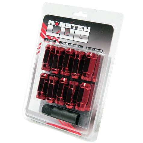 Wheel Mate Monster Locking Lug Nut Set of 4 - Red 14x1.50 - 33002R Photo - Primary