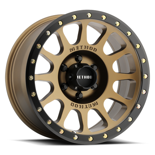 Aluminum Wheels 18x9 NV MR305 Bolt Pattern 6 On 139.7 Offset 18 Lip Size 1.38 Method Bronze BRZ Black Street Loc Method