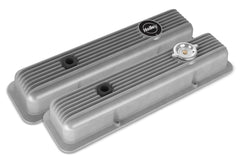 Valve Covers Muscle Series Finned SBC Natural Chevrolet Small Block Perimeter Bolt Cast Aluminum Holley