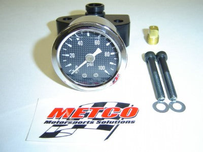 Metco Motorsports Fuel Rail Adapter with Pressure Gauge 05-14 Mustang GT