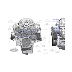 Polished Mid-Mount Complete Accessory System LS Engine Drive Includes SD7 A/C Compressor, Alternator, P/S Pump, Tensioner, Crank Damper, Belt, & Pulleys Holley