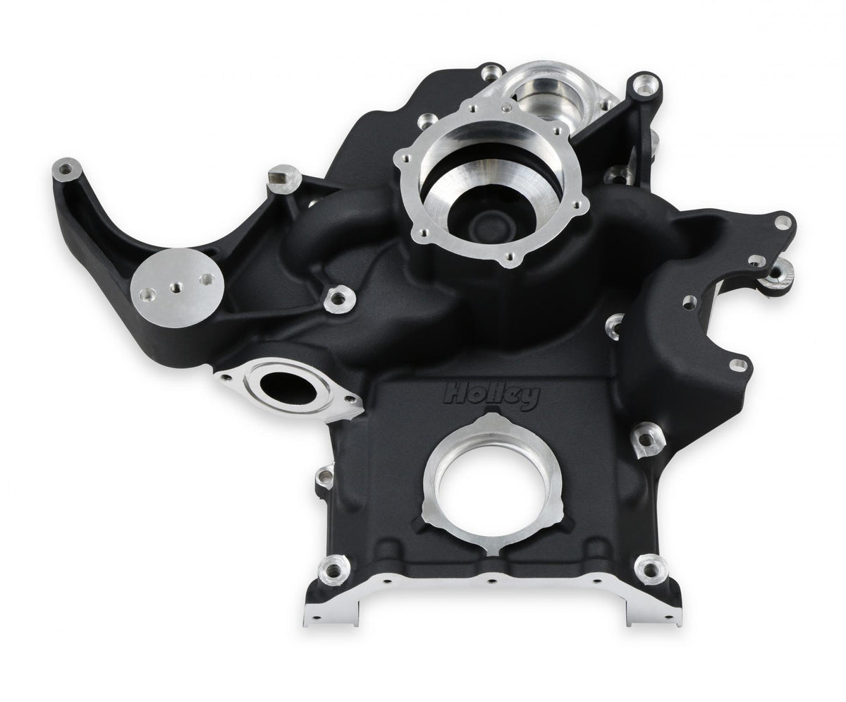 Replacement Timing Cover for Gen III Hemi Mid-Mount Accessory Drive System VVT Black Finish Holley