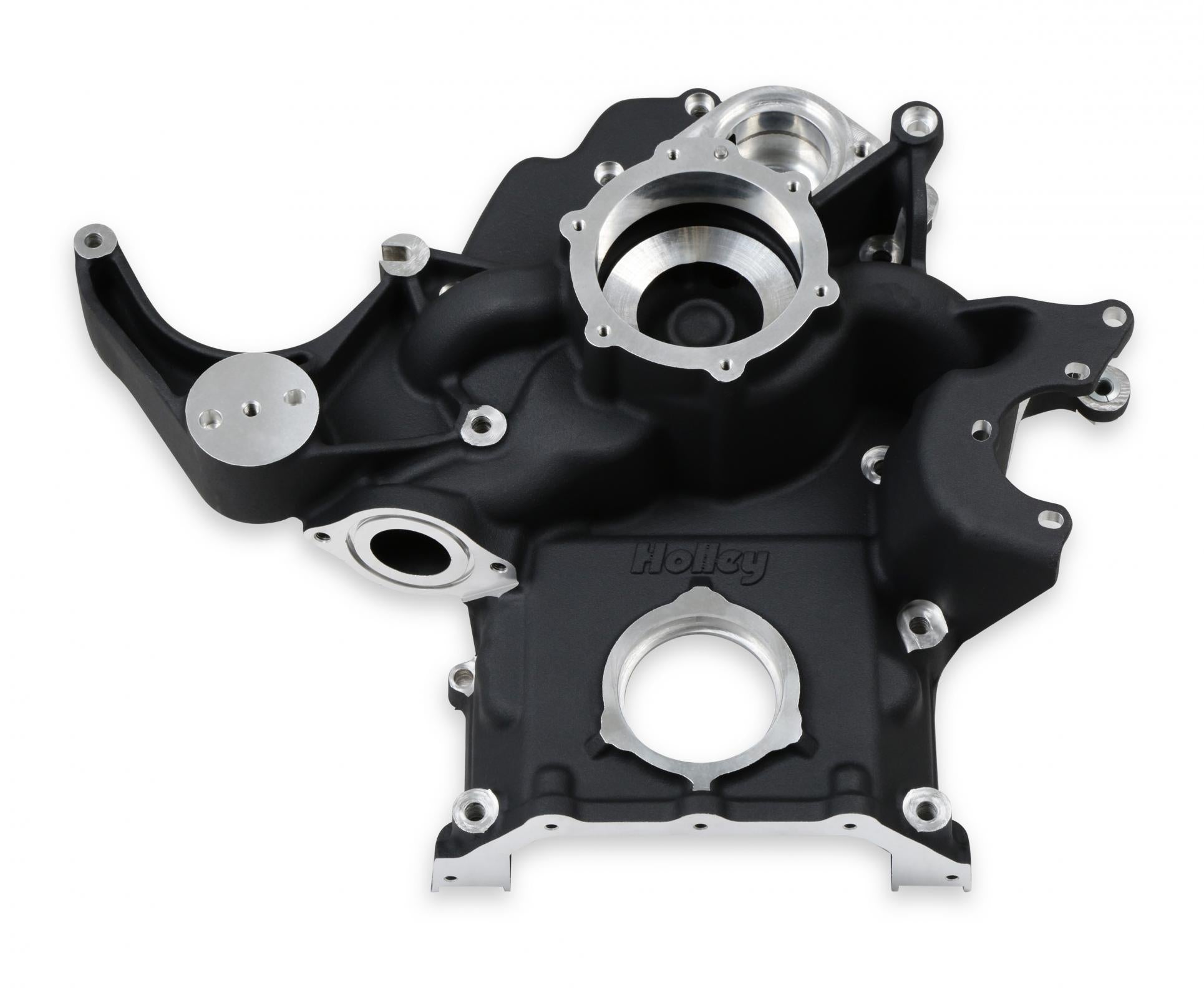 Replacement Timing Cover for Gen III Hemi Mid-Mount Accessory Drive System Non VVT Black Finish Holley