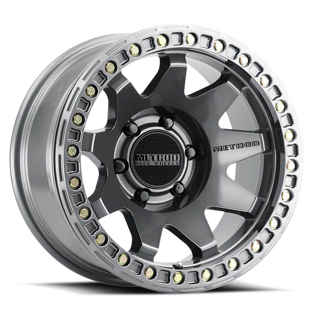 Aluminum Wheels 17x9 MR108 Bolt Pattern 6 On 139.7 Offset -44 Lip Size 0.63 Gloss Titanium GY Method