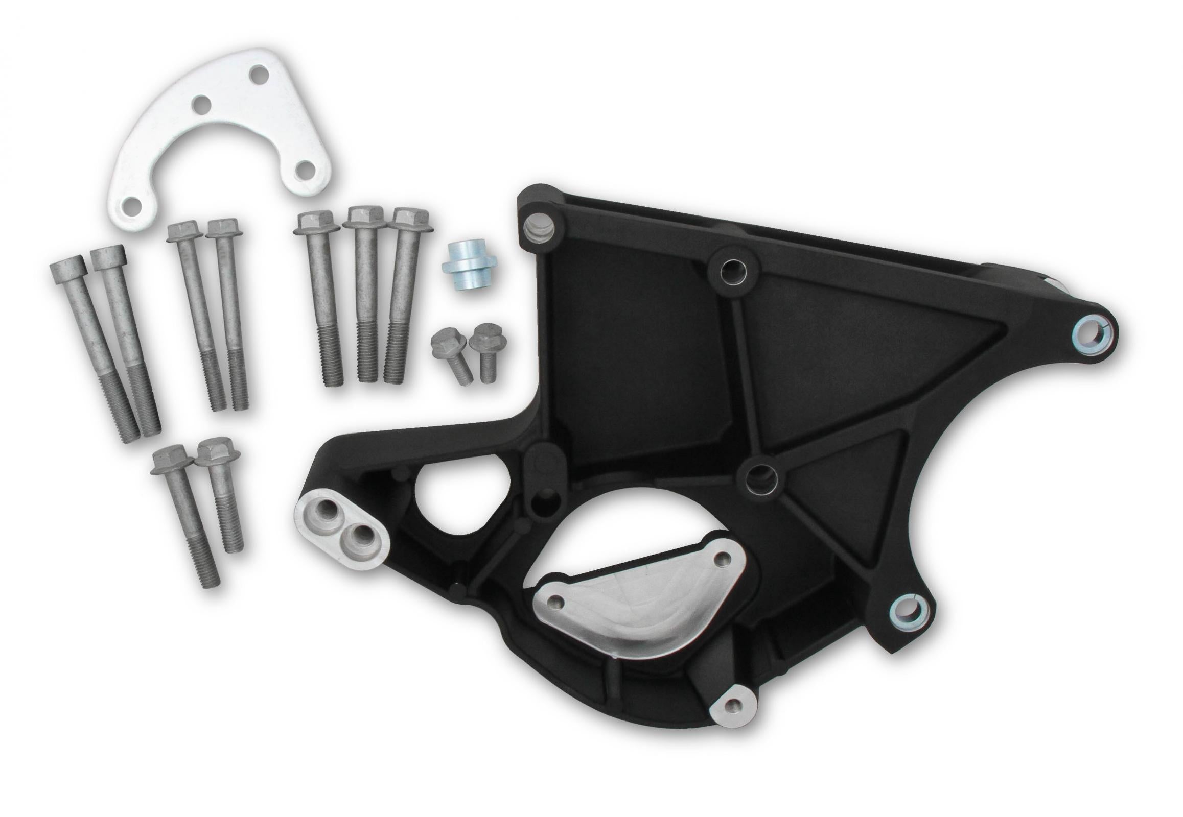 LS/LT High-Mount Accessory Drive Bracket Black Driver's Side P/S & Alt Bracket for Applications Without A/C or Using Factory A/C Bracket Holley