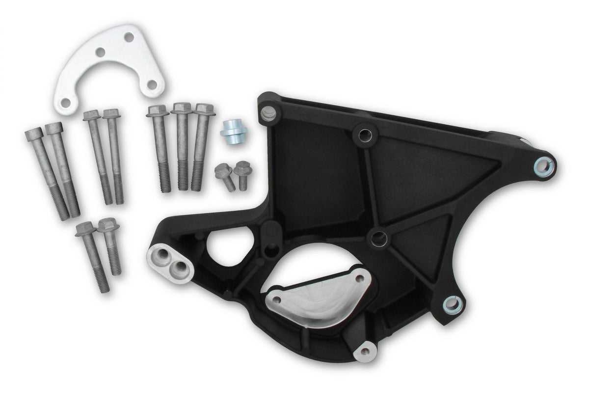 LS/LT High-Mount Accessory Drive Bracket Black Driver's Side P/S & Alt Bracket for Applications Without A/C or Using Factory A/C Bracket Holley