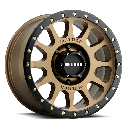 Aluminum Wheels 18x9 NV MR305 Bolt Pattern 8 On 170 Offset 18 Lip Size 1.38 Method Bronze BRZ Black Street Loc Method