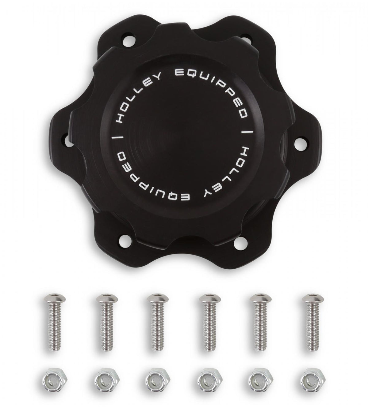 Equipped Billet Fuel Cell Cap 6-Bolt Flange Holley