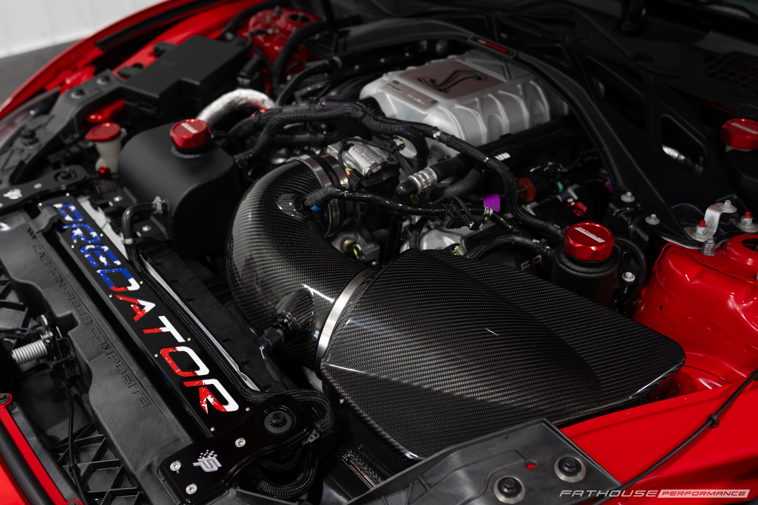 GT500 carbon fiber intake installed detail