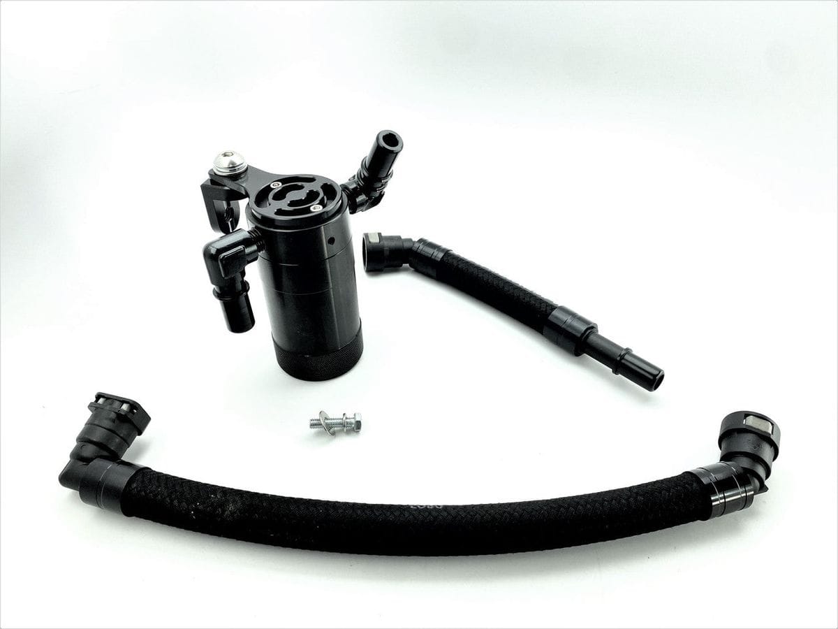 Plug N Play™ Oil Clean Side Catch Can Separator 2.25 inch (fits 18-23 Jeep Trackhawk & 21-23 Durango Hellcat 6.2)