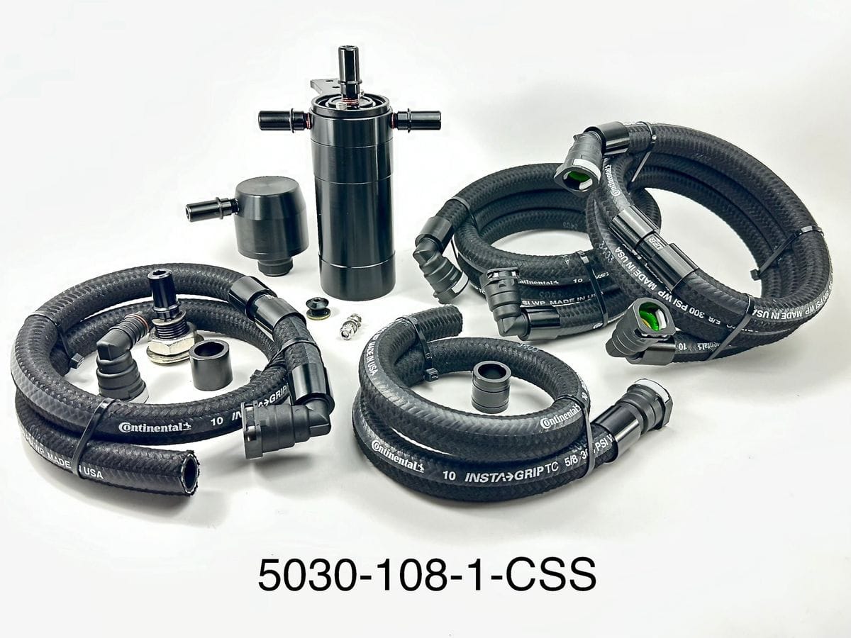 Plug N Play™ Dual Valve Oil Catch Can with CSS (fits 11-23 Mustang with Paxton, Vortech, or Procharger Supercharged) UPR