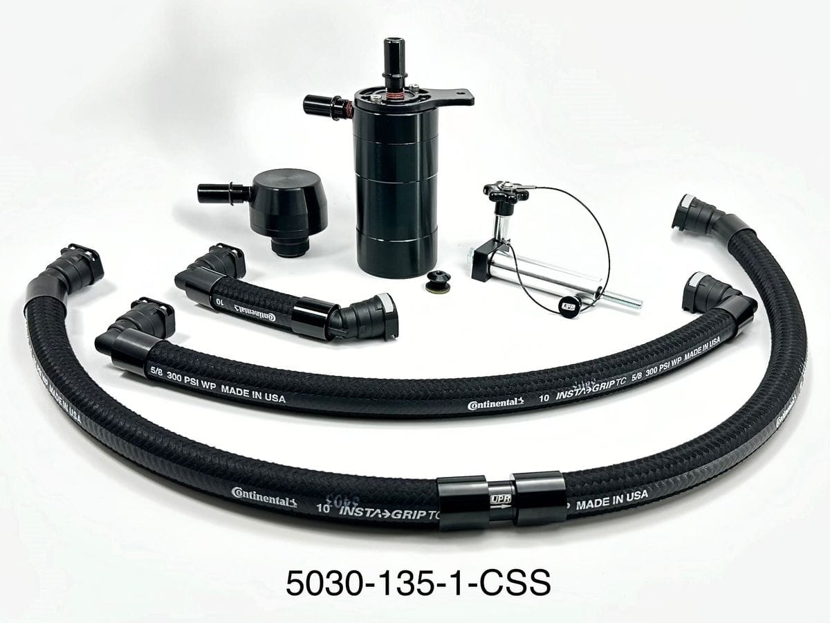 Plug N Play™ Single Valve Oil Catch Can with CSS (fits 15-20 Mustang GT with TVS VMP) UPR