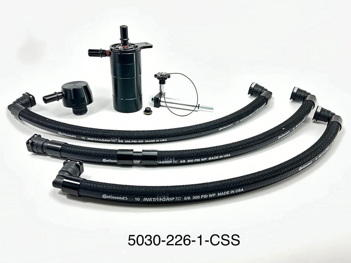 Plug N Play™ Single Valve Oil Catch Can with CSS (fits 15-20 Mustang GT with TVS VMP) UPR