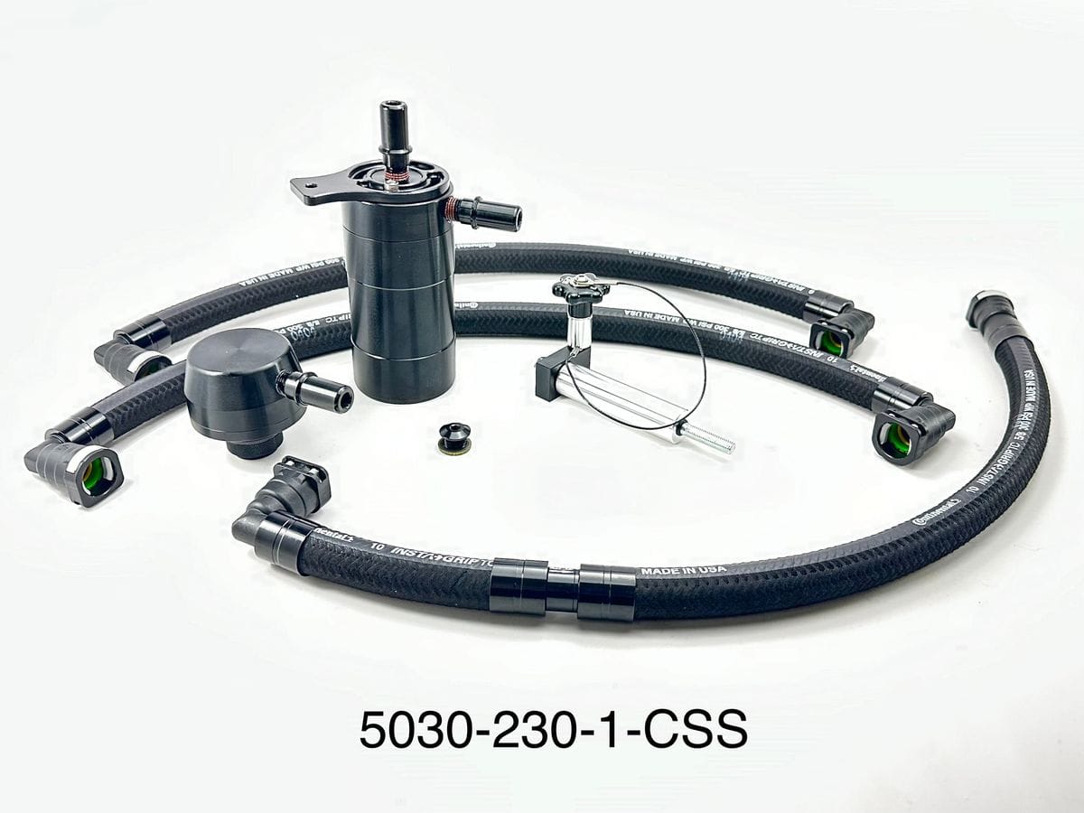 Plug N Play™ Single Valve Oil Catch Can with CSS (fits 18-23 Mustang GT with Whipple Gen 4,5&6, VMP ODIN) UPR